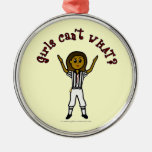 Dark Womens Football Referee Christmas Ornament