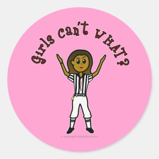Dark Womens Football Referee Round Sticker