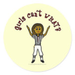 Dark Womens Football Referee Round Stickers