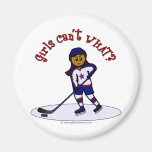 Dark Womens Hockey Player Magnets