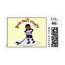 Dark Womens Hockey Player postage