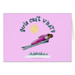 Dark Women's Ski Jumping Greeting Cards