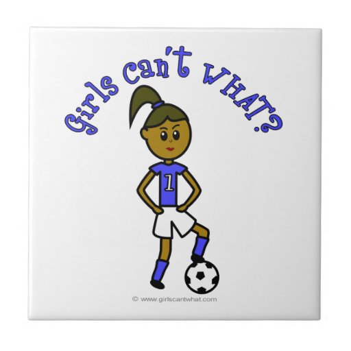 Dark Womens Soccer in Blue Uniform Ceramic Tiles