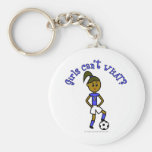 Dark Womens Soccer in Blue Uniform Key Chain