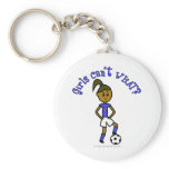 Dark Womens Soccer in Blue Uniform Key Chain