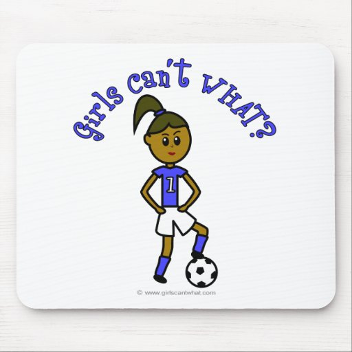 Dark Womens Soccer in Blue Uniform Mousepad