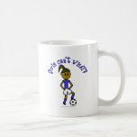 Dark Womens Soccer in Blue Uniform Mugs