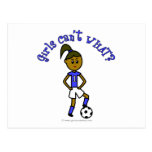 Dark Womens Soccer in Blue Uniform Post Card