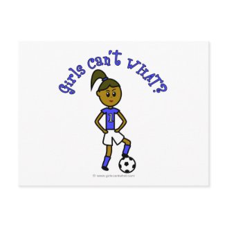 Dark Womens Soccer in Blue Uniform Post Card