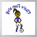 Dark Womens Soccer in Blue Uniform Posters