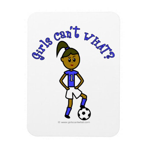 Dark Womens Soccer in Blue Uniform Flexible Magnets