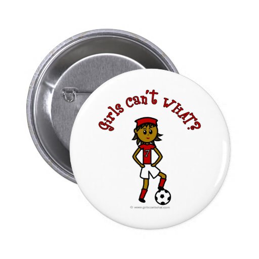 Dark Womens Soccer in Red Uniform Pins