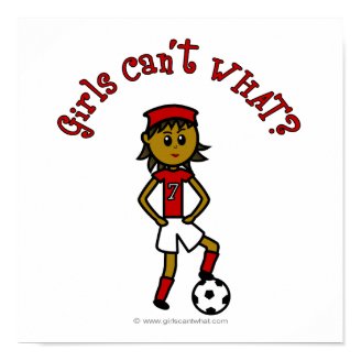 Dark Womens Soccer in Red Uniform Posters