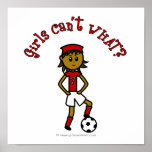 Dark Womens Soccer in Red Uniform Posters