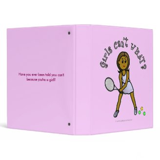 Dark Womens Tennis Player 3 Ring Binder