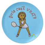 Dark Womens Tennis Player Dinner Plates
