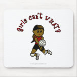 Dark Womens Volleyball in Red Uniform Mousepads