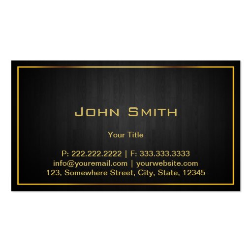 Dark Wood Gold Dining/Catering Business Card (back side)