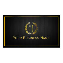 Dark Wood Gold Dining/Catering Business Card