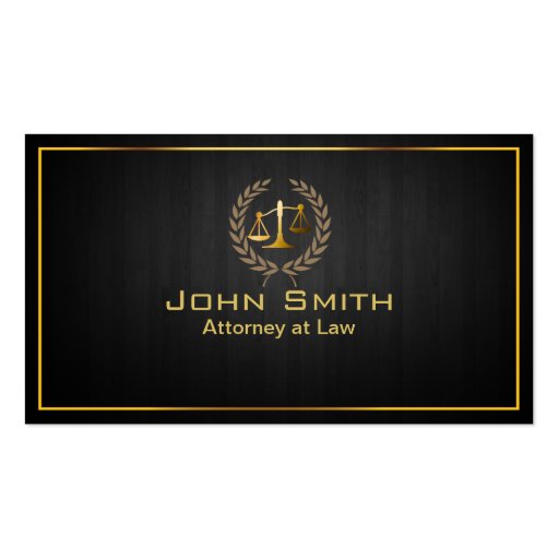 Dark Wood Gold Scale Lawyer/Attorney Business Card (front side)