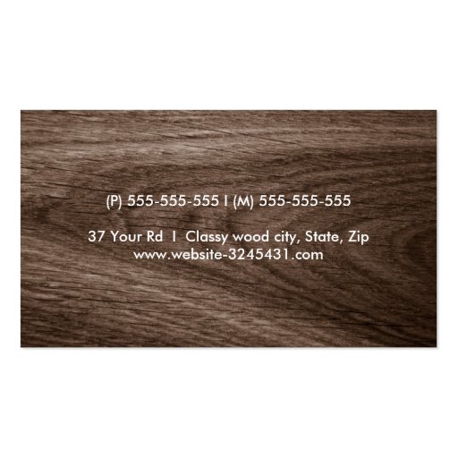 Dark wood grain professional profile business card (back side)