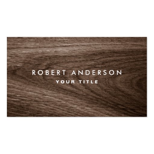 Dark wood grain professional profile business card (front side)