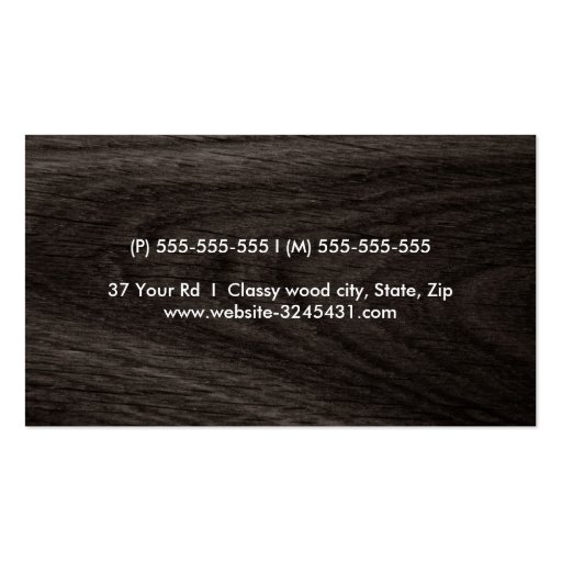 Dark wood grain professional profile business card (back side)