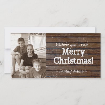 Dark Wood Photo Christmas Card Picture Card