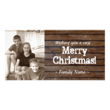 Dark Wood Photo Christmas Card Picture Card