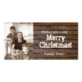 Dark Wood Photo Christmas Card Picture Card