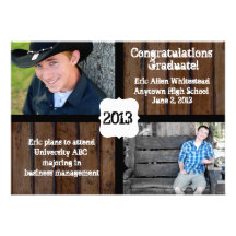Dark Wood Photo Graduation Announcement