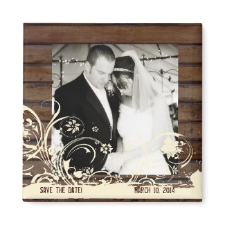Dark Wood Photo Save the Date Magnet magnet