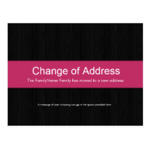 Dark Wood & Pink Change of Address Postcard