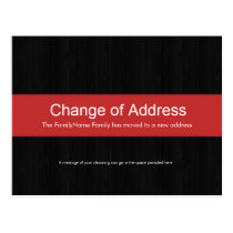 Dark Wood & Red Change of Address Postcard postcards