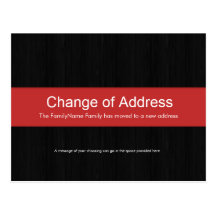 Dark Wood & Red Change of Address Postcard