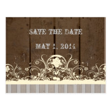 Dark Wood Shabby Lace Save the Date Post Cards