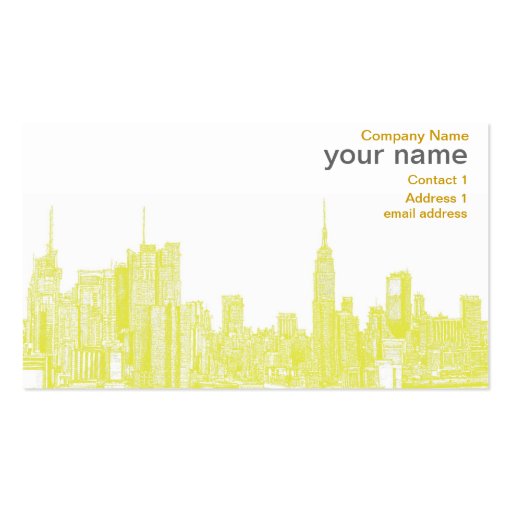 Dark yellow NYC Business Card (front side)