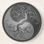Dark Yin Yang Tree Drink Coaster