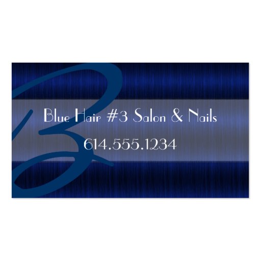 Darker Blue Hair #3 Salon Stylist Business Cards (front side)