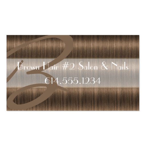 Darker Brown Hair Salon Stylist Business Cards (front side)