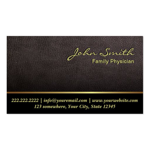 Darker Leather Family Physician Business Card (front side)