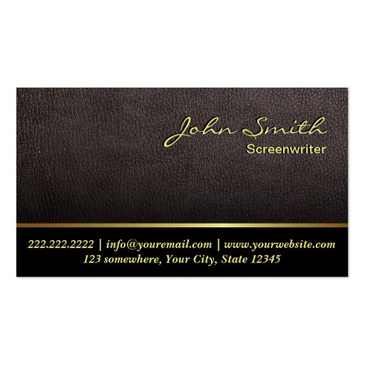 Darker Leather Screenwriter Business Card (front side)