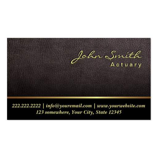 Darker Leather Texture Actuary Business Card (front side)
