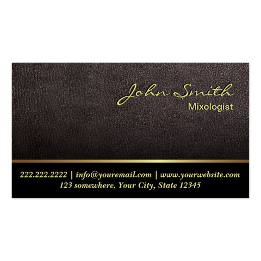 Darker Leather Texture Mixologist Business Card (front side)