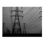 Darkness - B&W power lines Post Cards