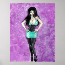 artsprojekt, goth, fantasy, pinup, vampire, call, girl, Poster with custom graphic design