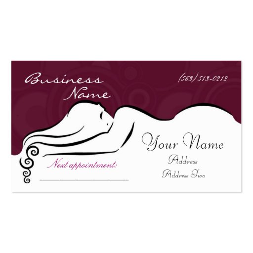 Darla's  [fuscia] Business Cards (front side)