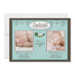 Darling 5x7 Twin BOYS Birth Announcement (aqua)