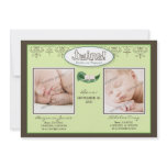 Darling 5x7 Twin BOYS Birth Announcement (lime)