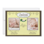 Darling 5x7 Twin BOYS Birth Announcement (yellow)